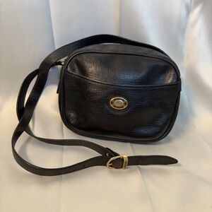 Vintage Burberry Navy Blue Leather Crossbody Bag